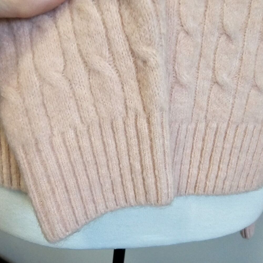 J.Crew Cable Knit Side Button Sweater Blush Pink / Soft Rose Size S - Picture 6 of 8